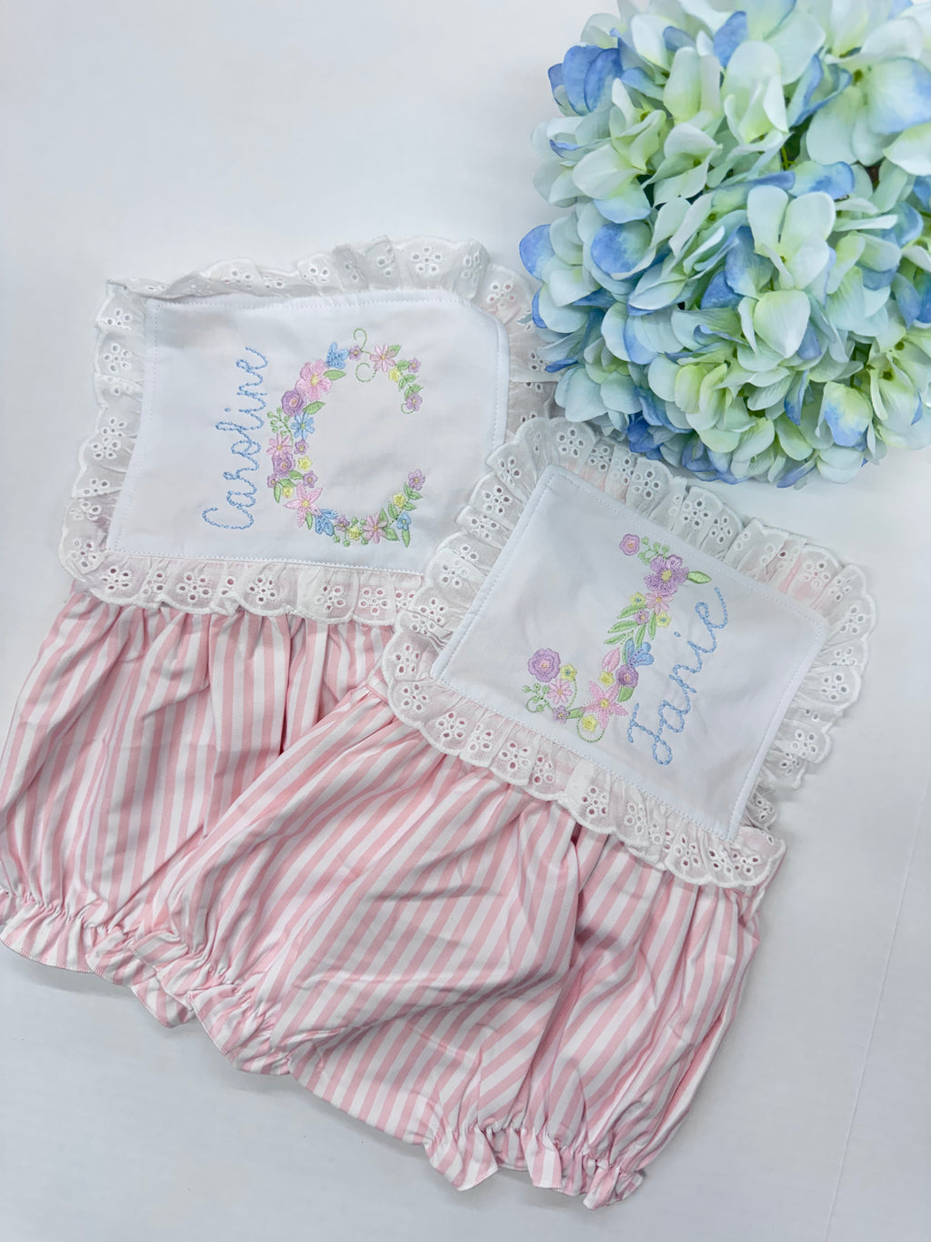 Striped sun suit - monogramed