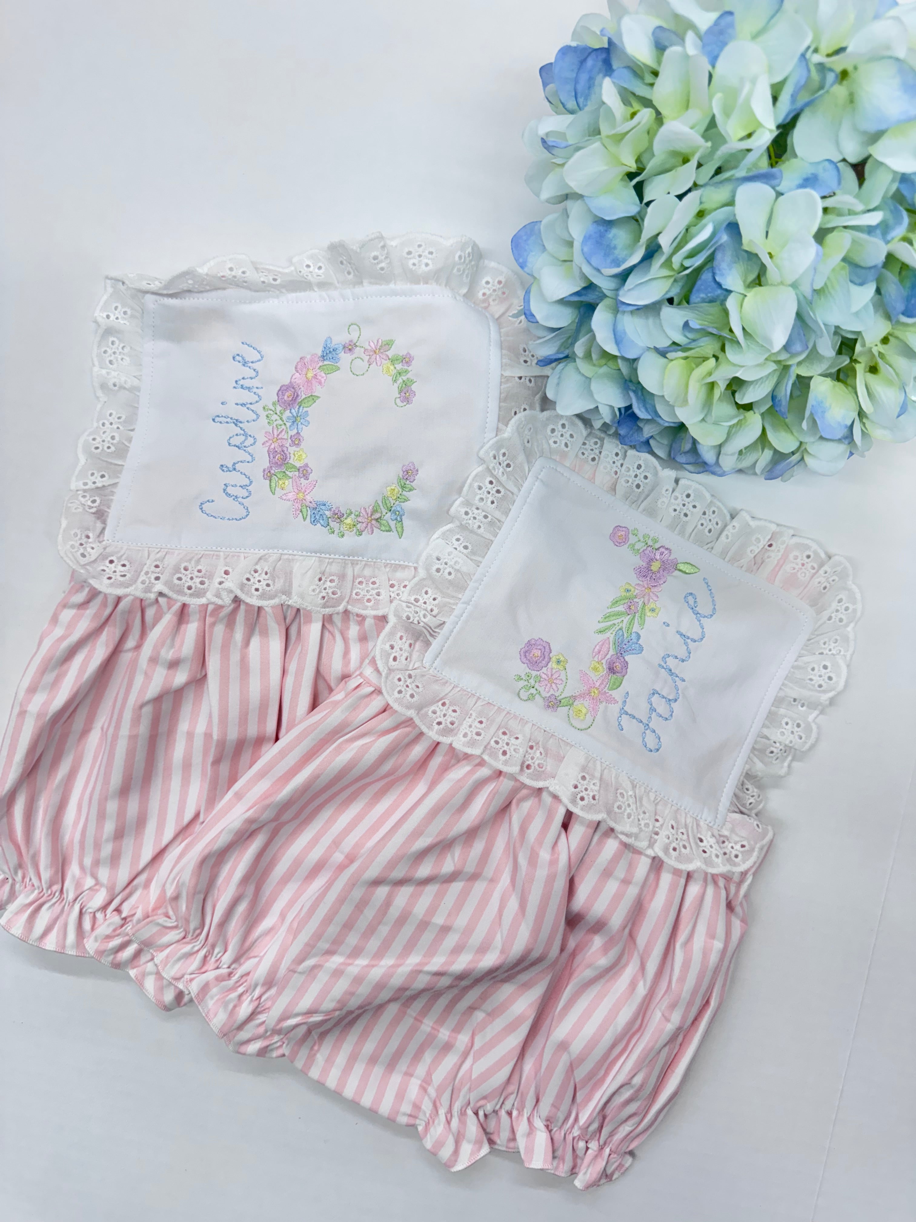Striped sun suit - monogramed