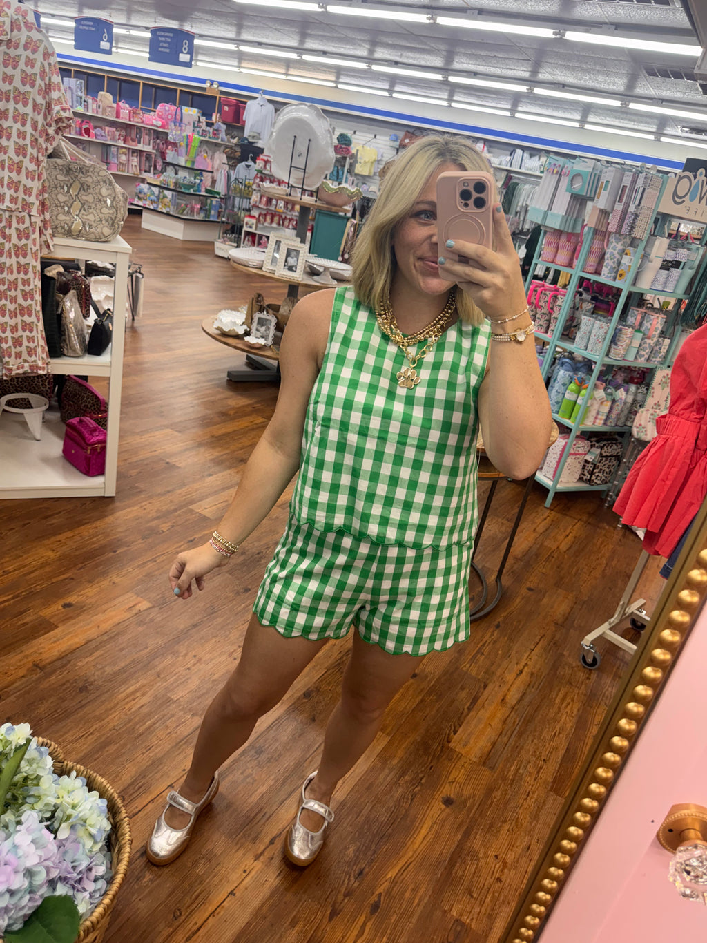 Green plaid set