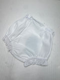 Monogramed bloomer with eyelet ruffle