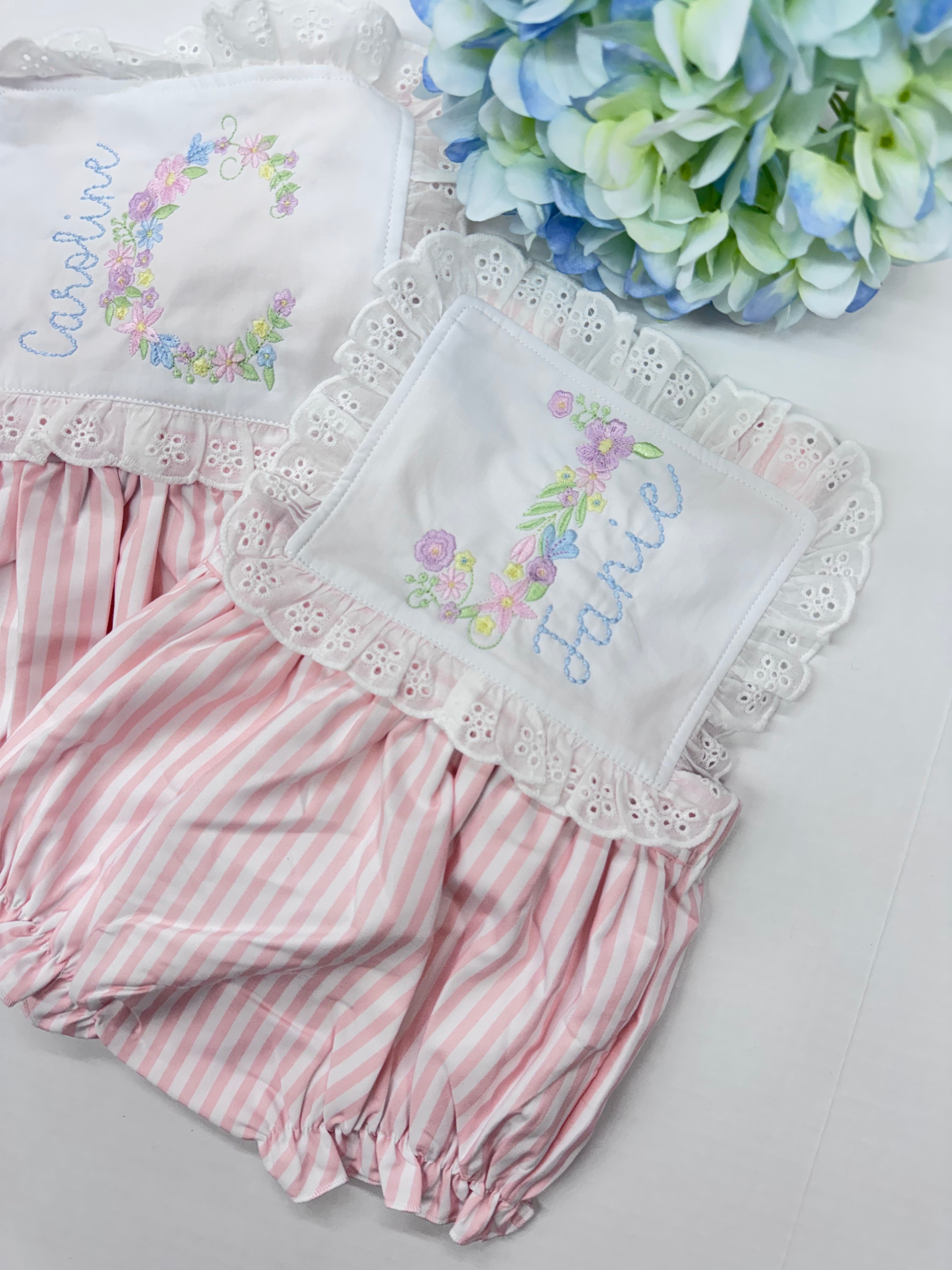 Striped sun suit - monogramed