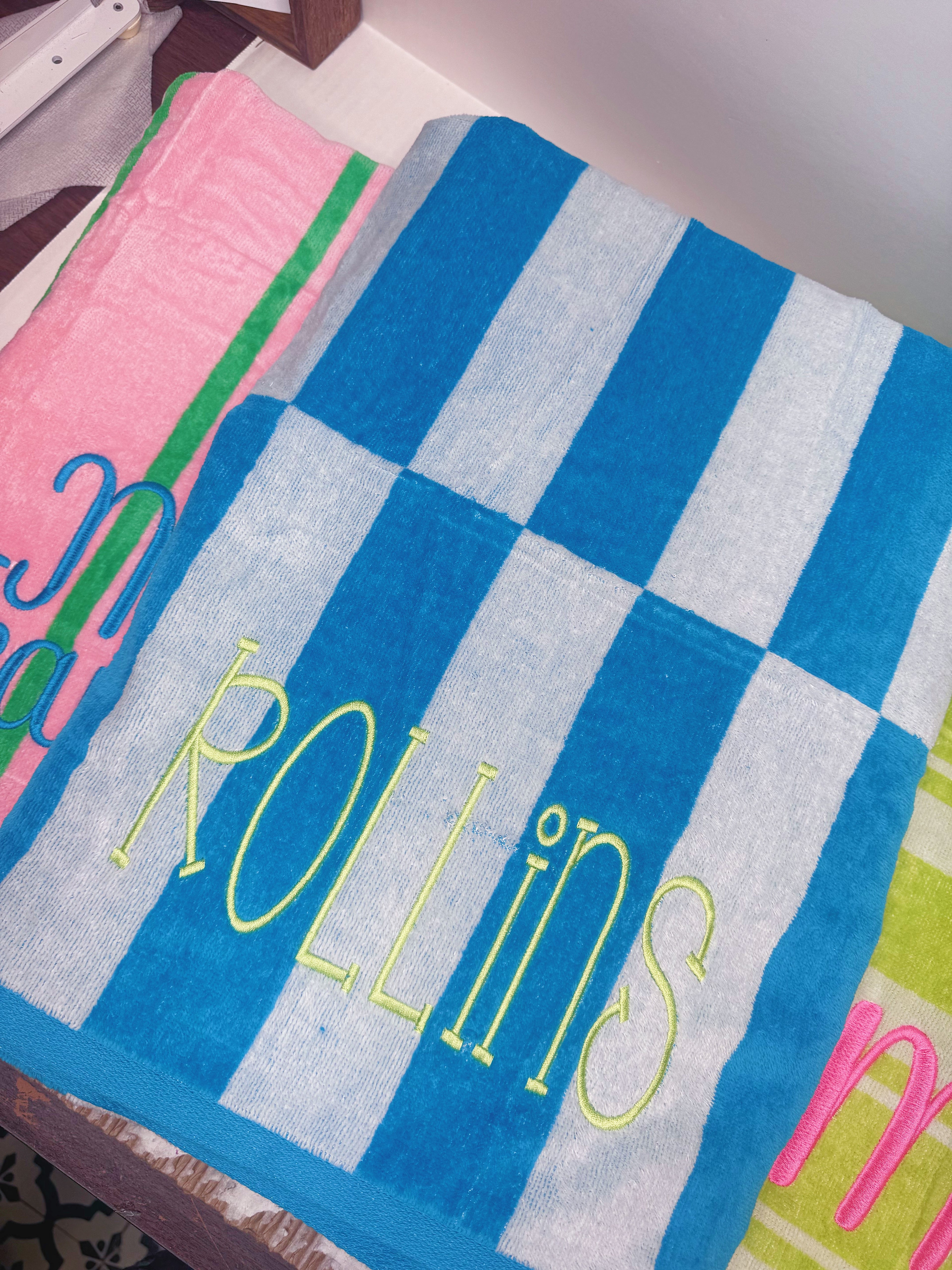 Monogramed beach towel☀️
