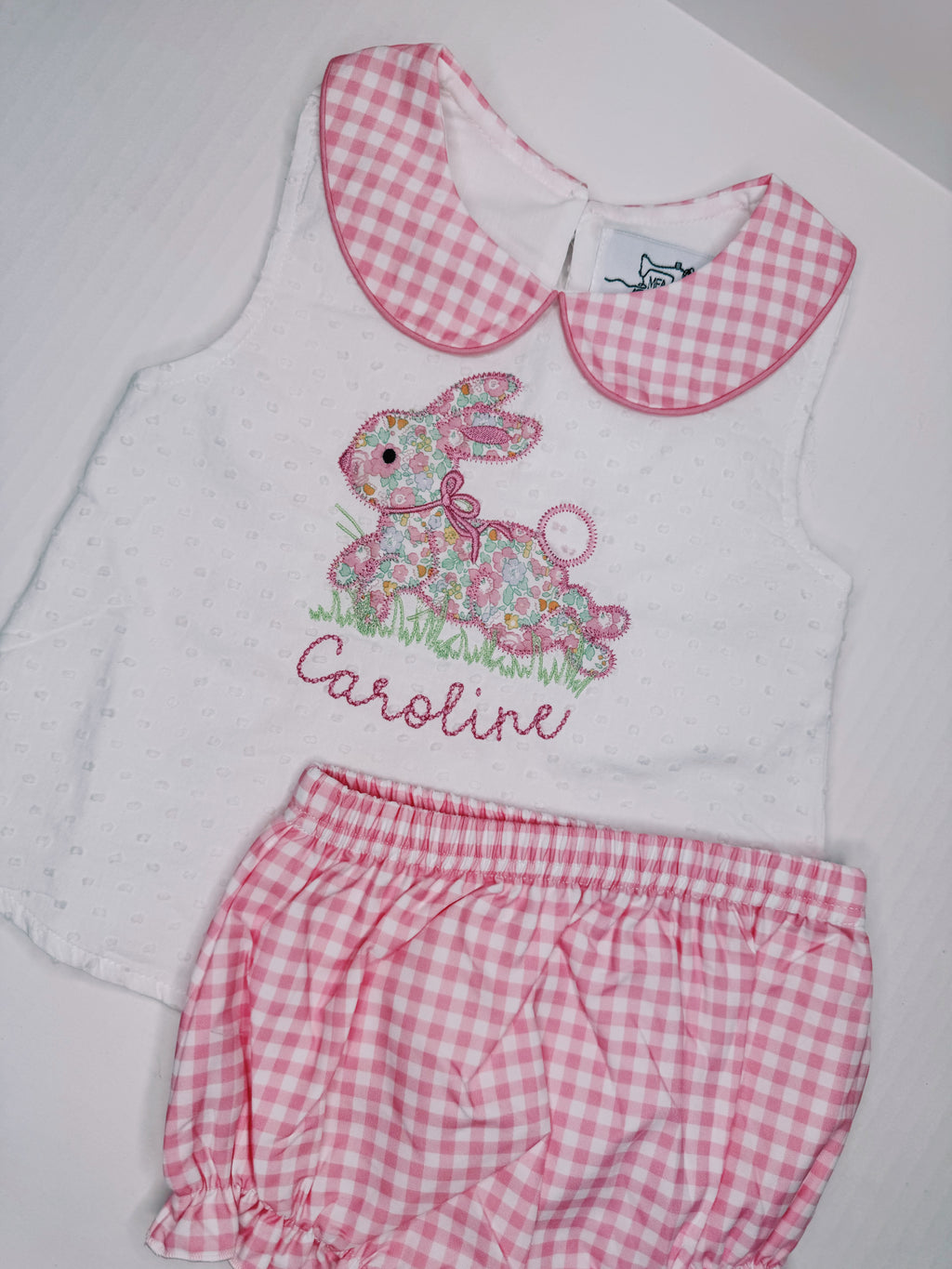 Swiss dot & plaid set - monogram included