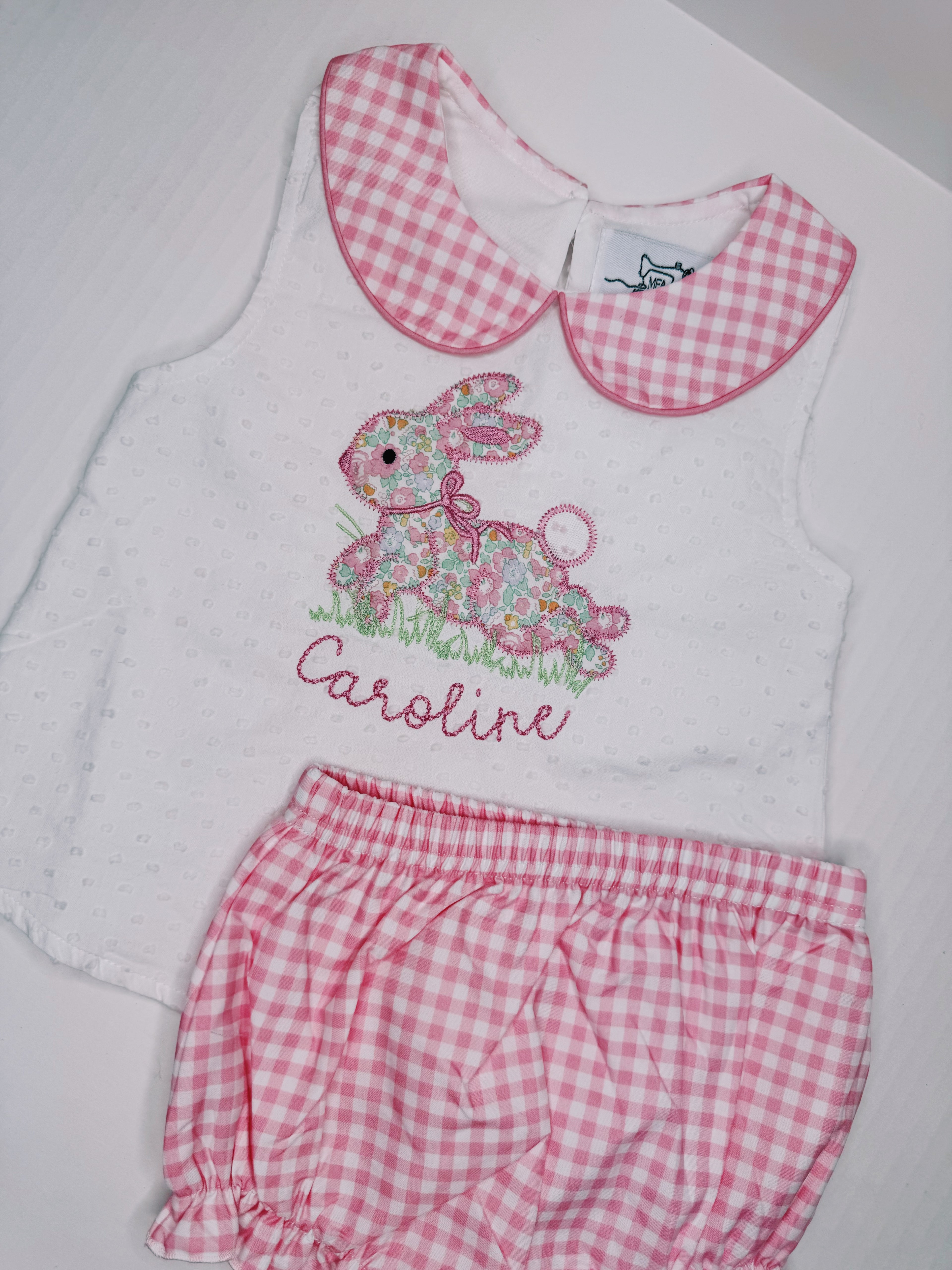 Swiss dot & plaid set - monogram included