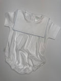 Paty white collared bubble with blue trim - MONOGRAM INCLUDED