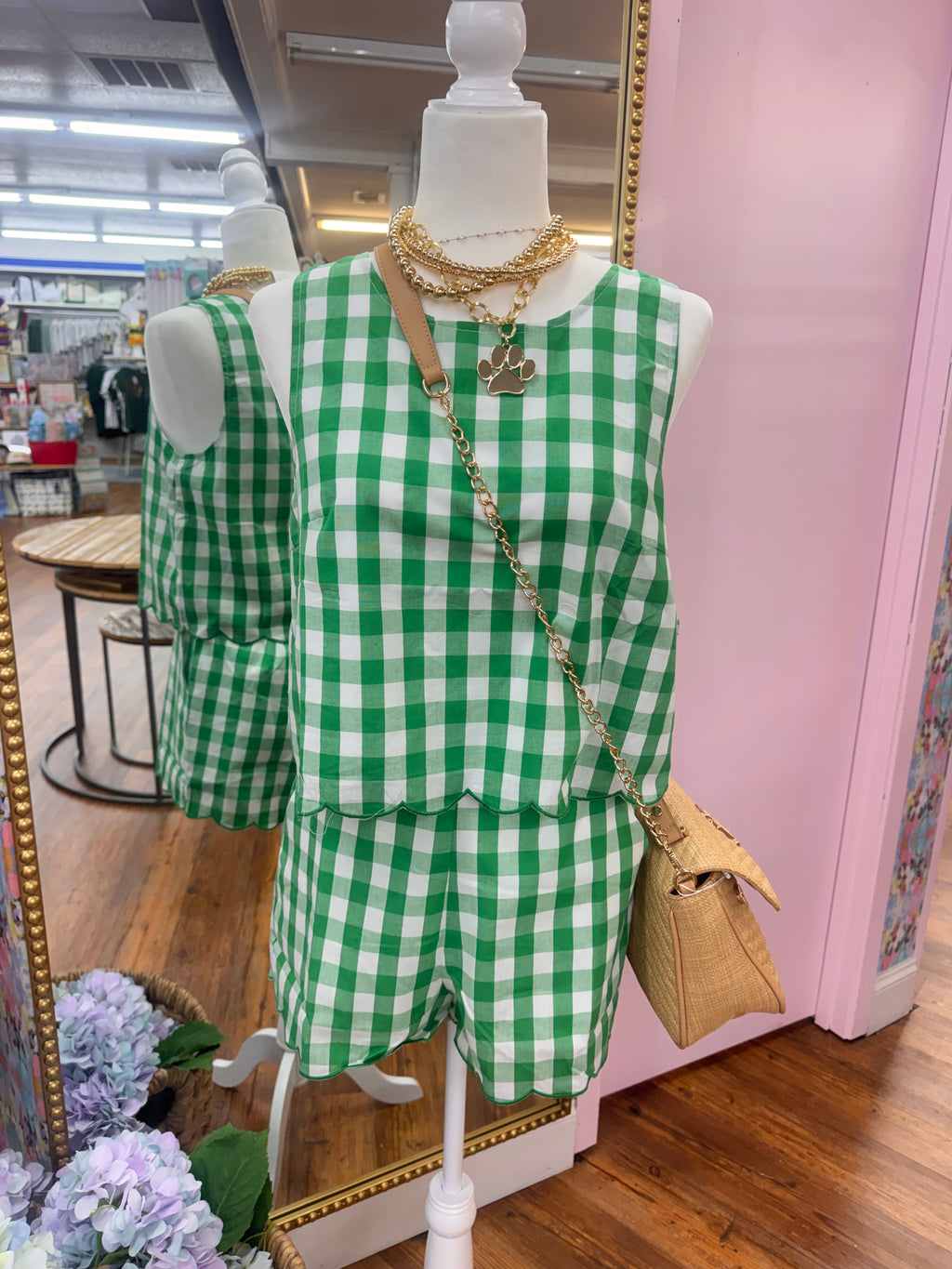 Green plaid set