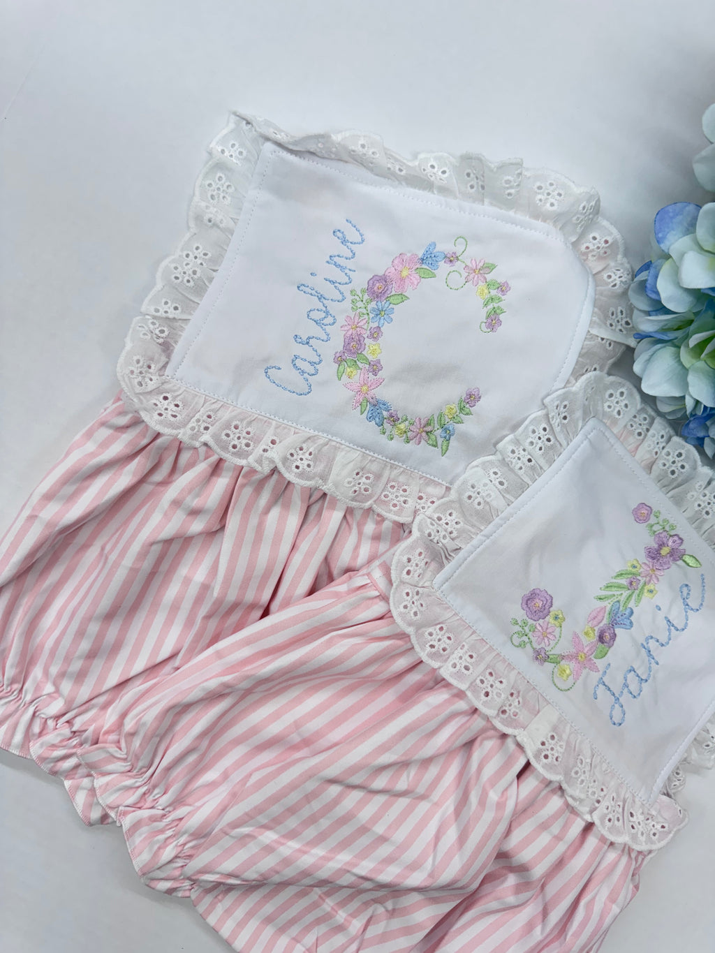 Striped sun suit - monogramed