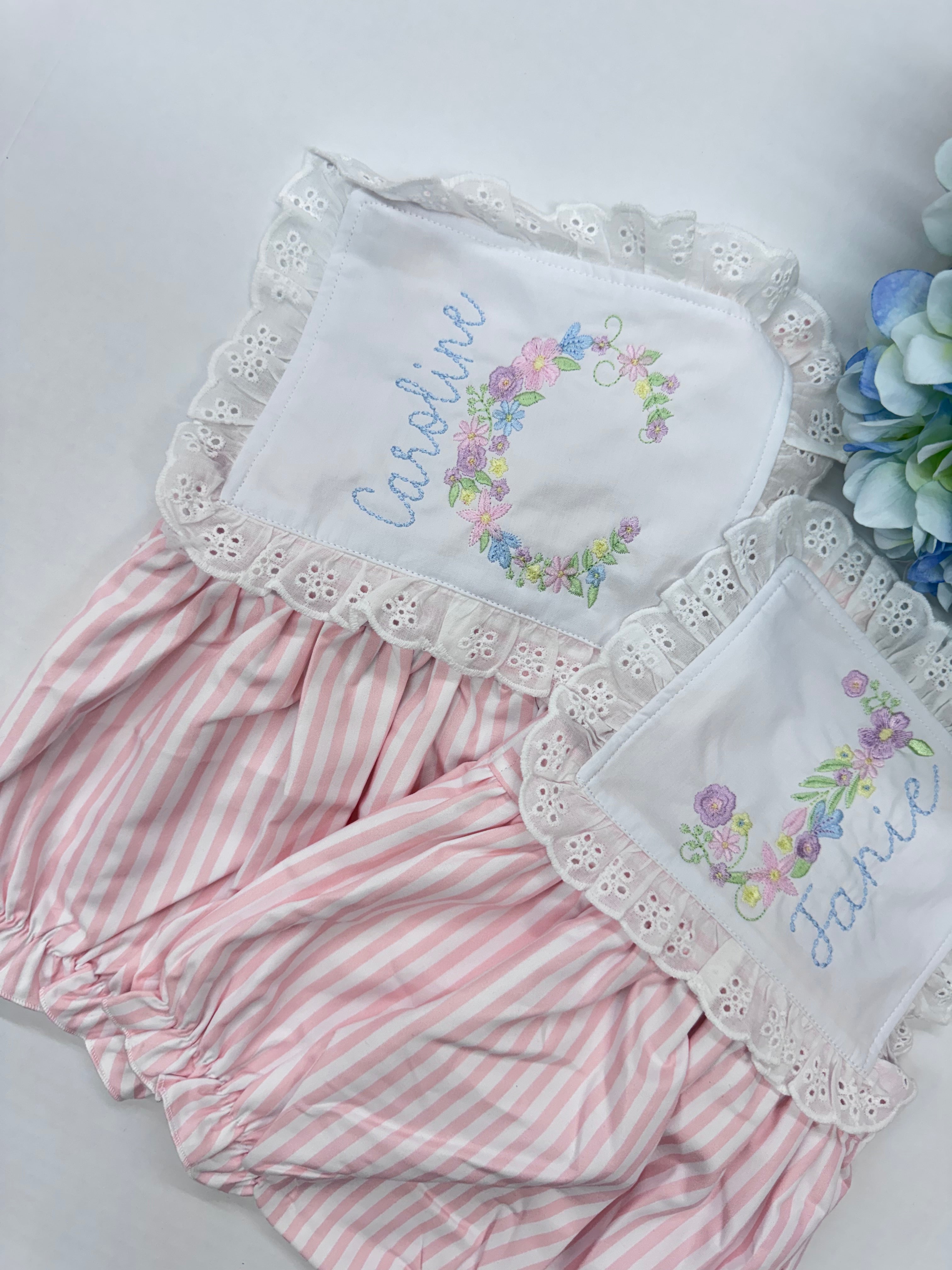 Striped sun suit - monogramed