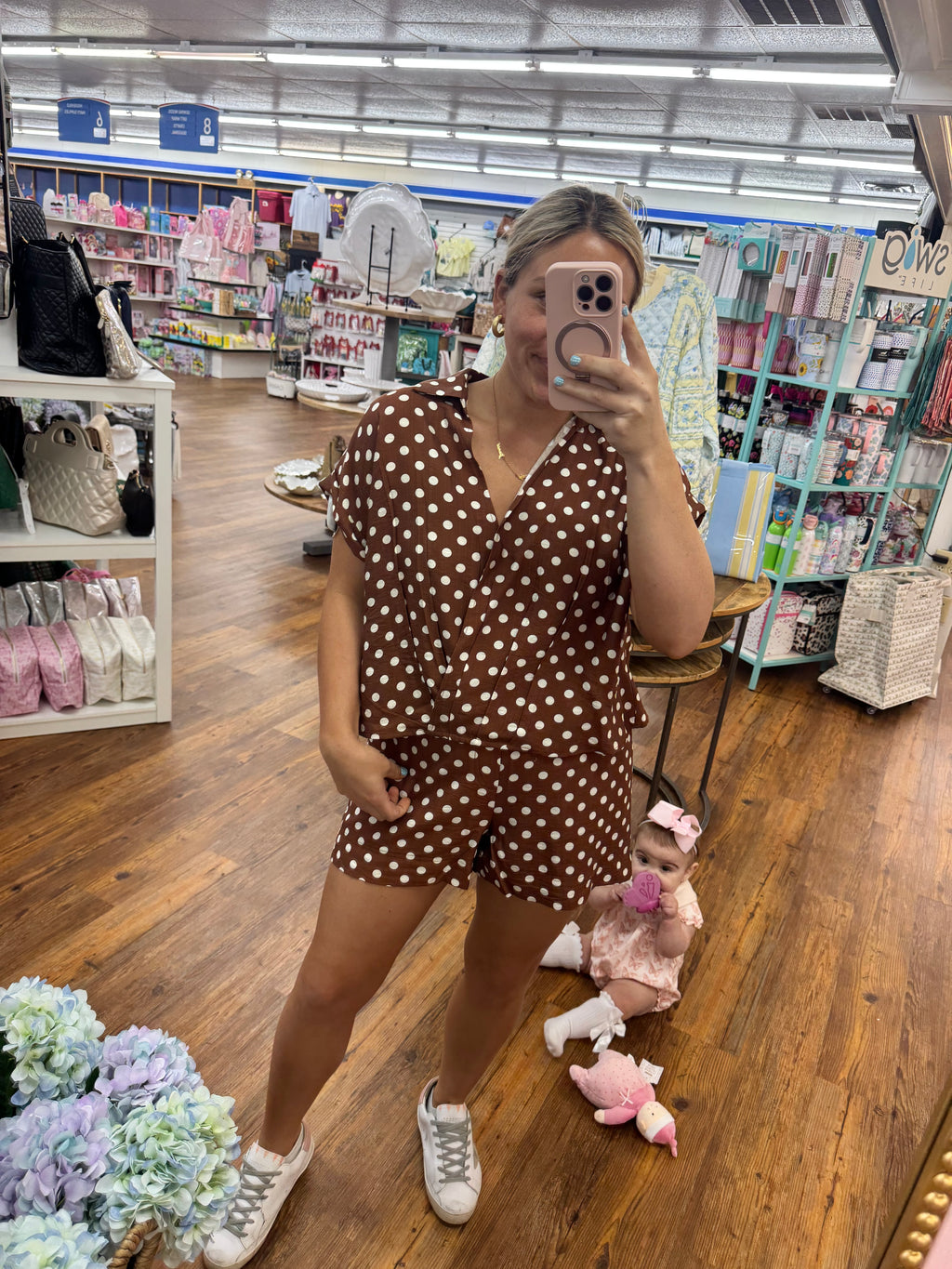 Brown polka dot set