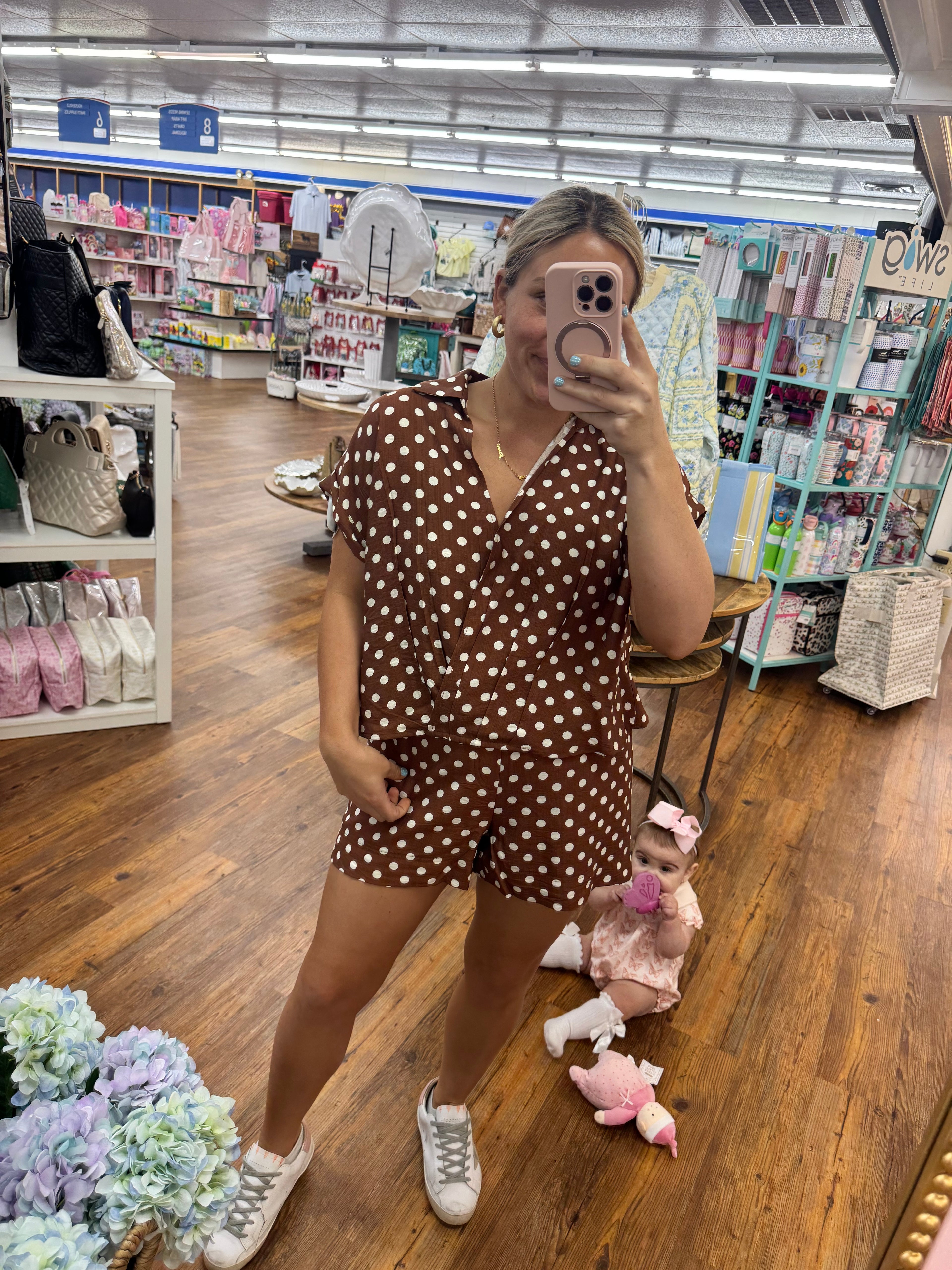 Brown polka dot set