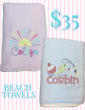 Monogramed seersucker beach towel