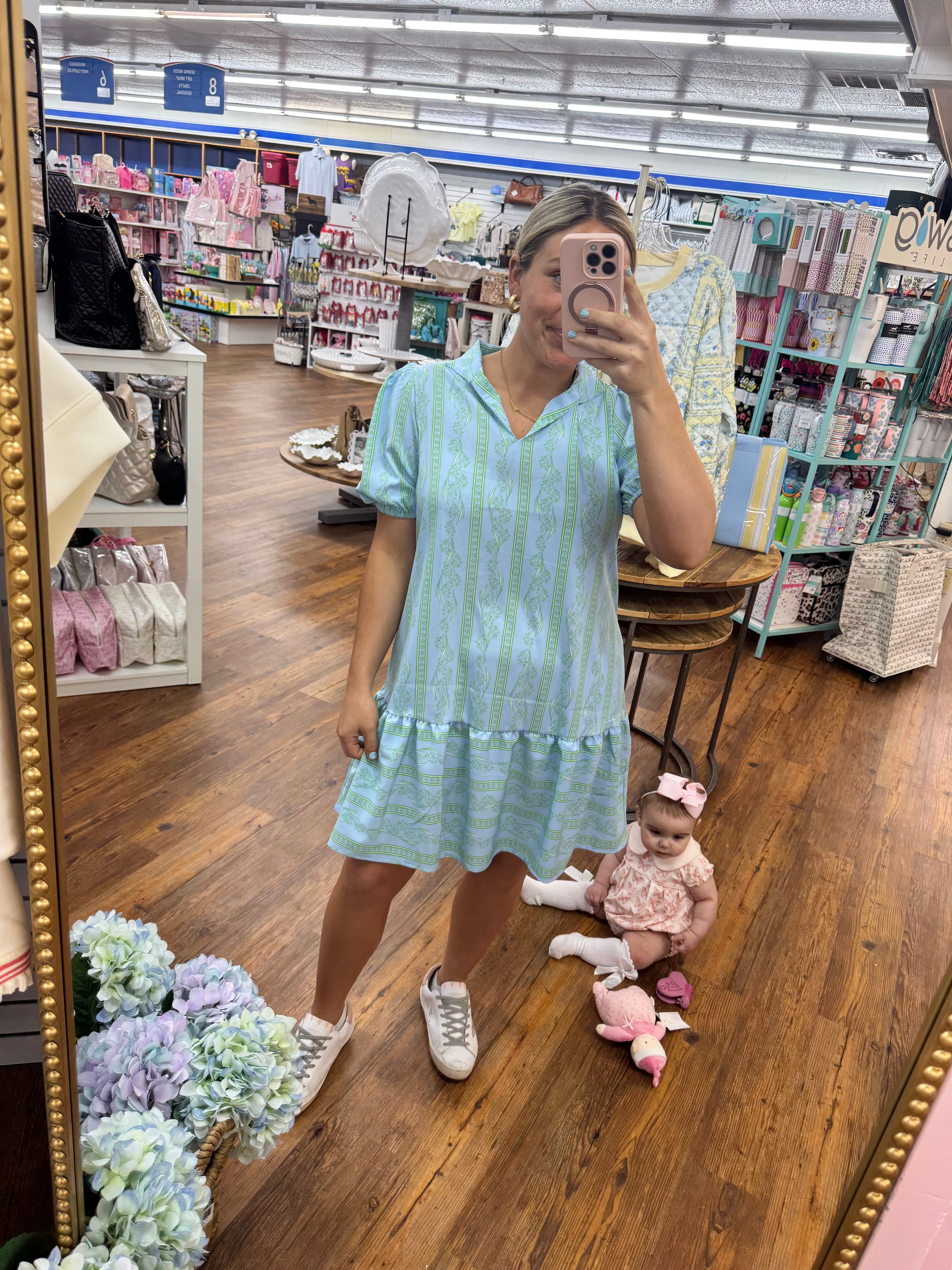 Blue & green floral dress