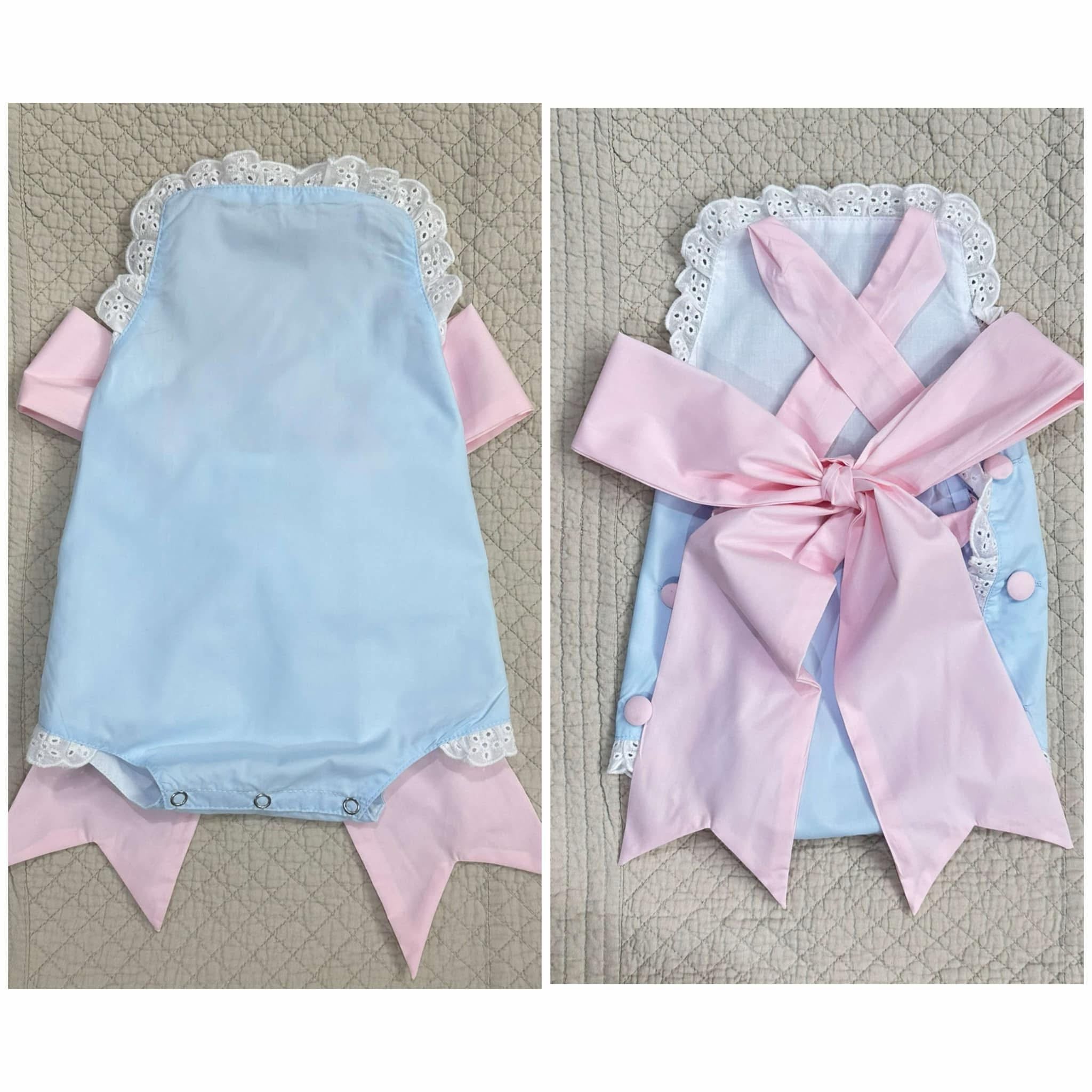 Monogramed eyelet sun suit