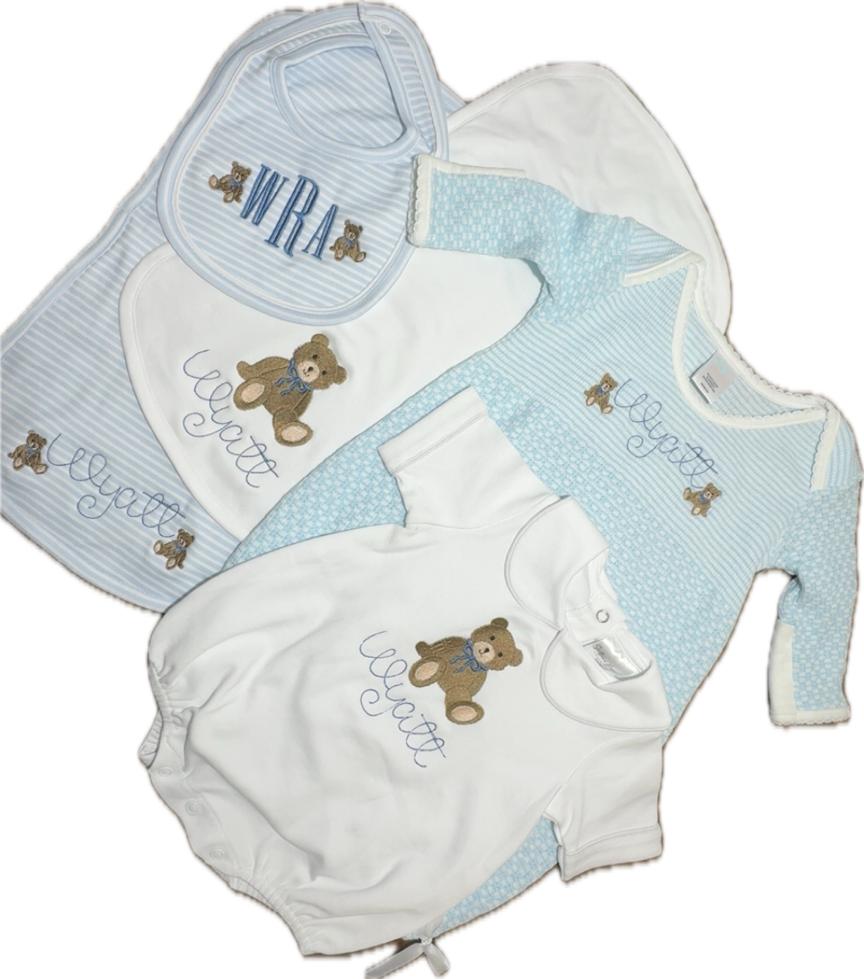 Set of 2 burp cloths - monogramed