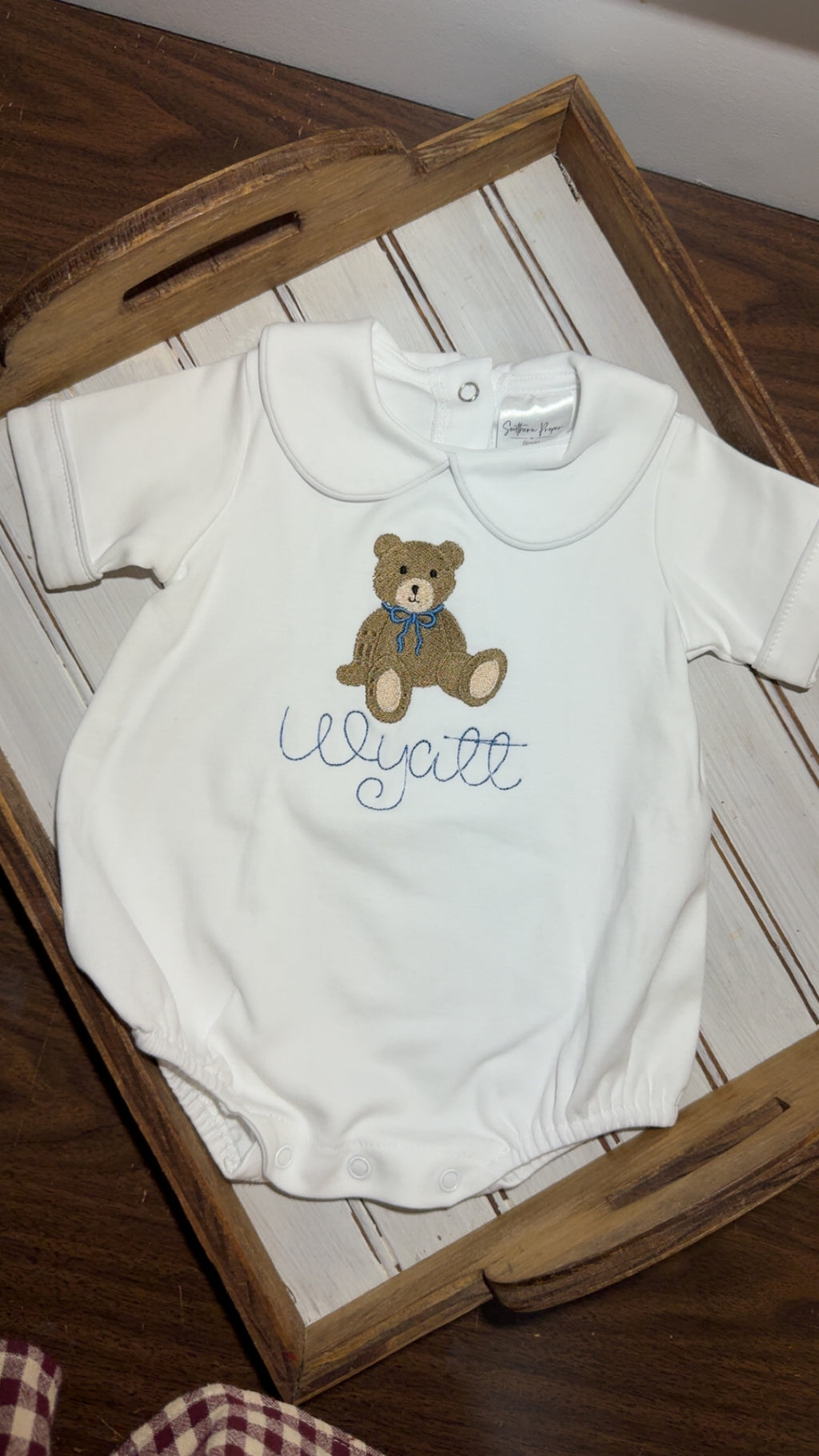Boy monogramed collared bubble