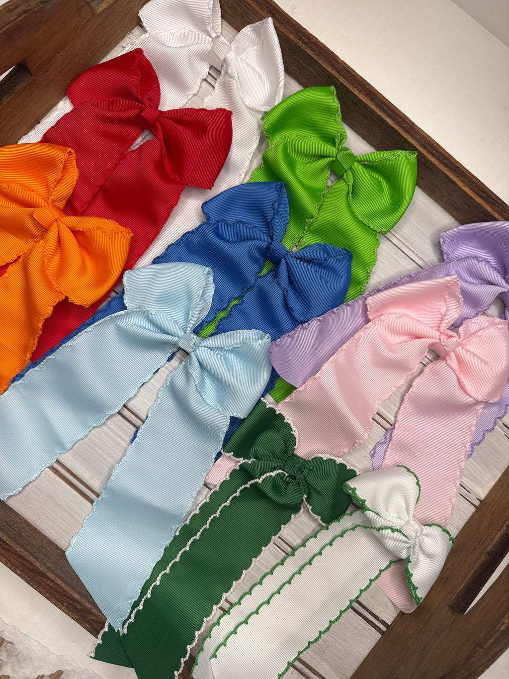 Monogramed scalloped bow
