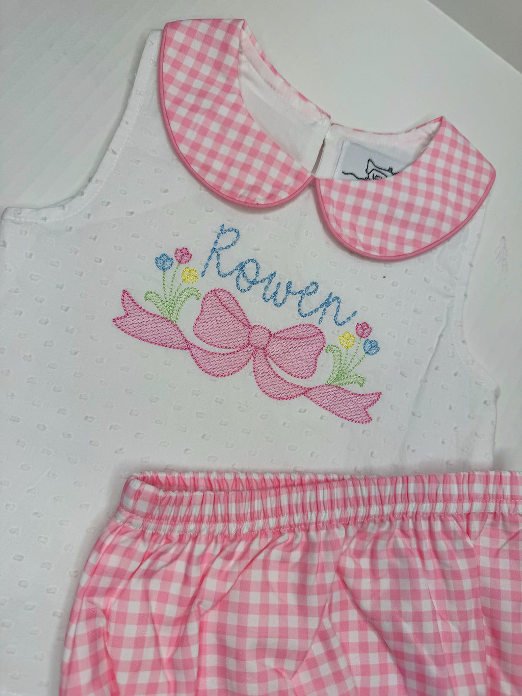 Swiss dot & plaid set - monogram included