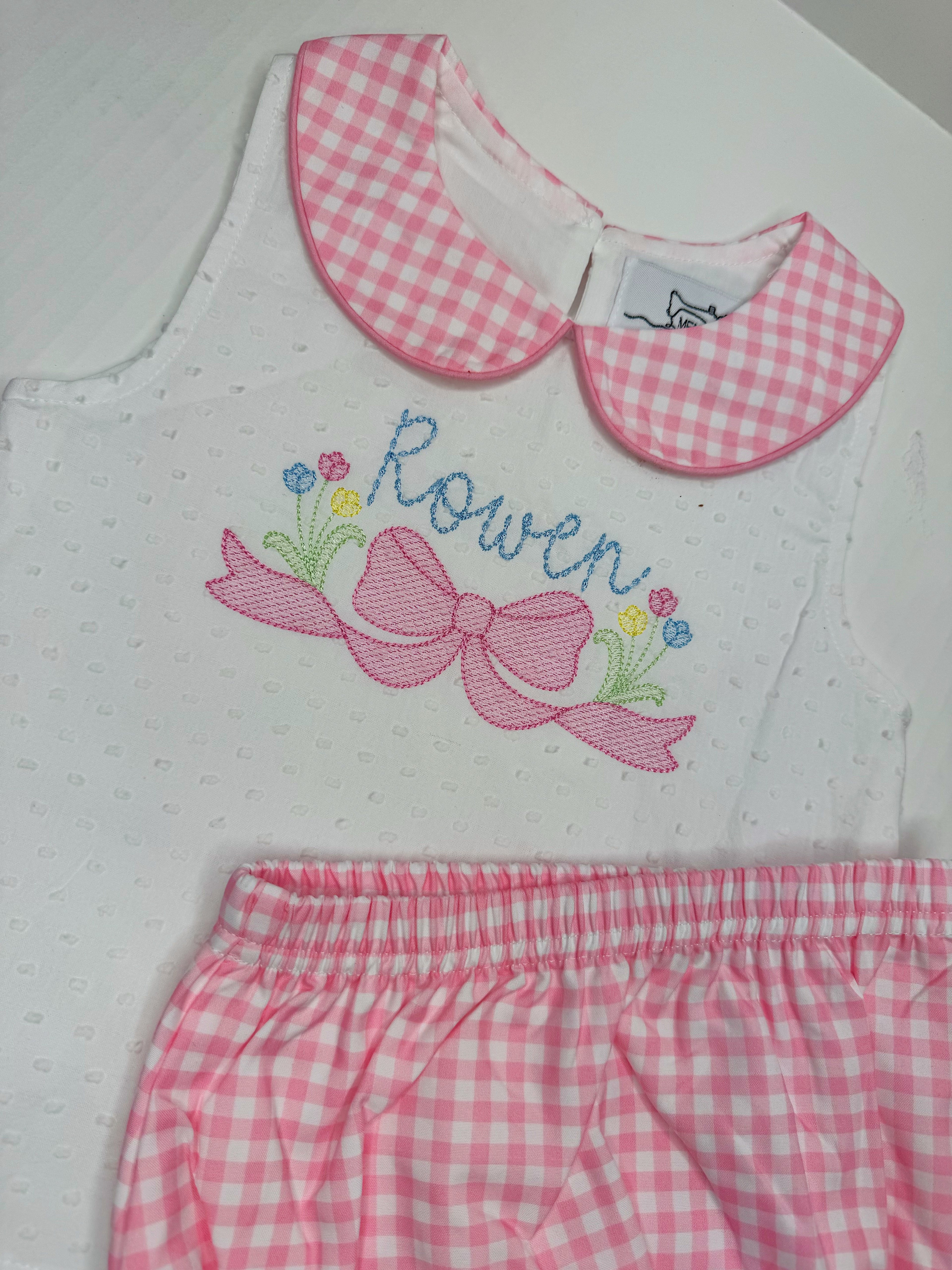 Swiss dot & plaid set - monogram included