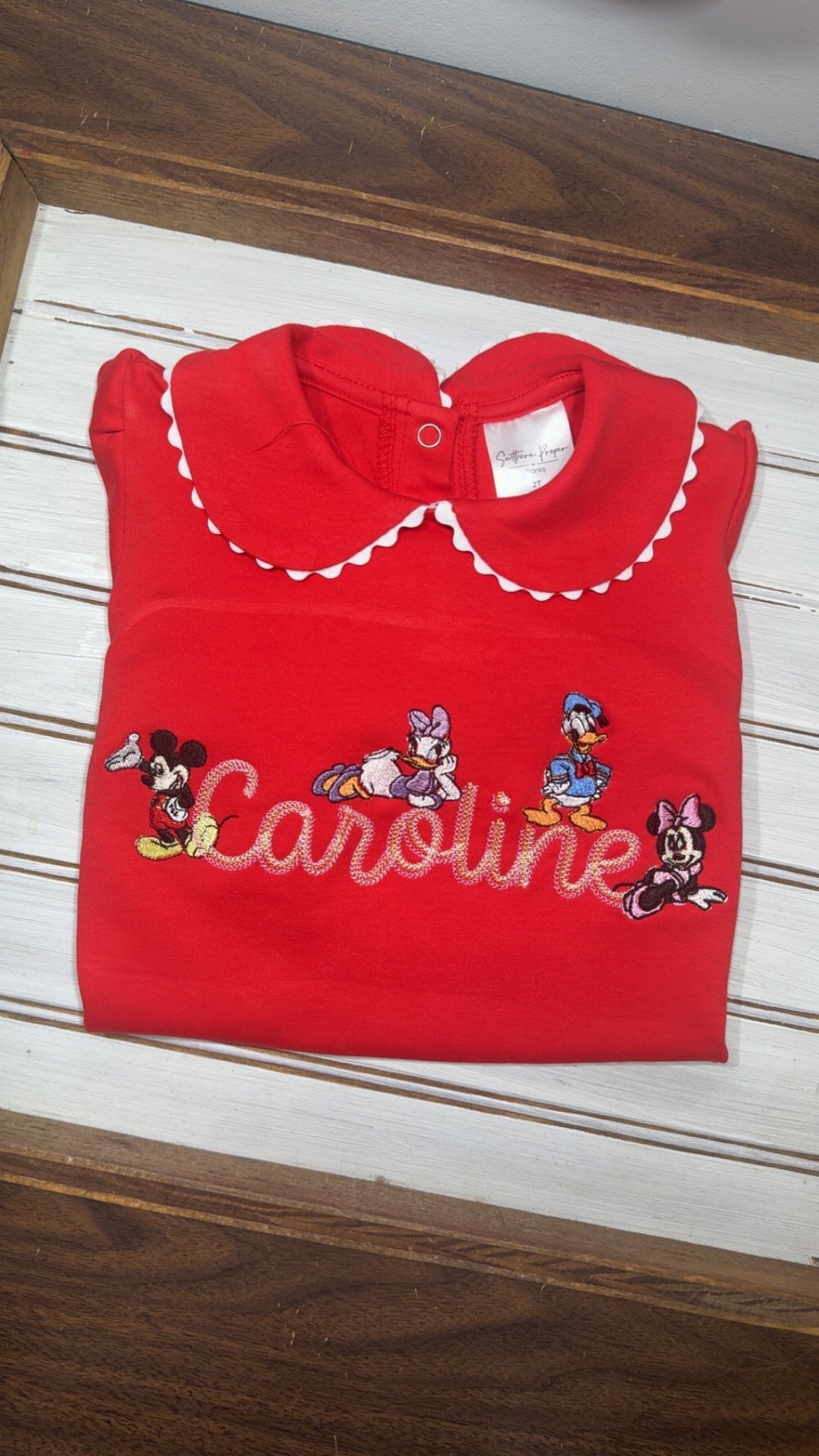 Scalloped long sleeve collared bubble - monogram included
