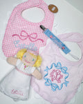 Mudpie baby girl bib - monogramed included
