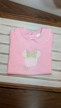 Scalloped short sleeve collared bubble - monogram included