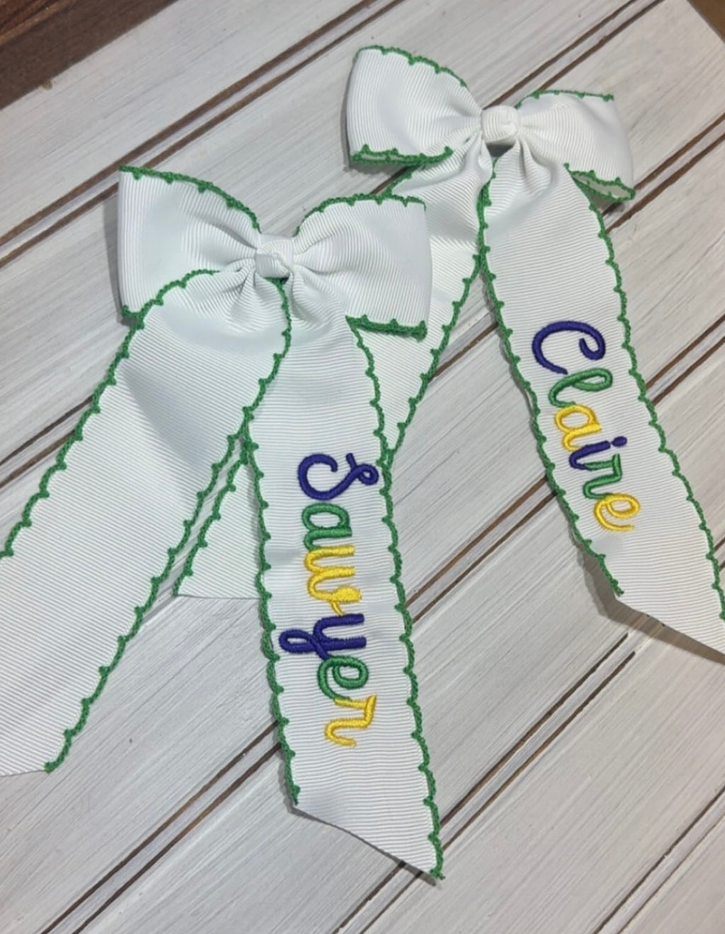 Monogramed scalloped bow
