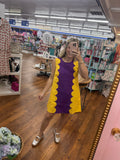 Purple & gold scalloped dress
