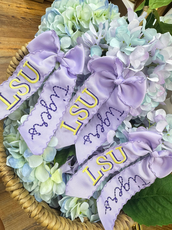 LSU monogramed bow
