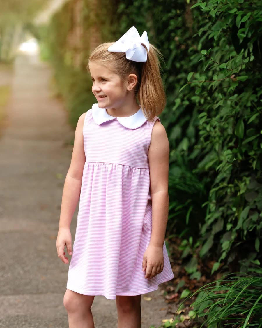 Jelly bean pink stripe dress - MONOGRAM INCLUDED