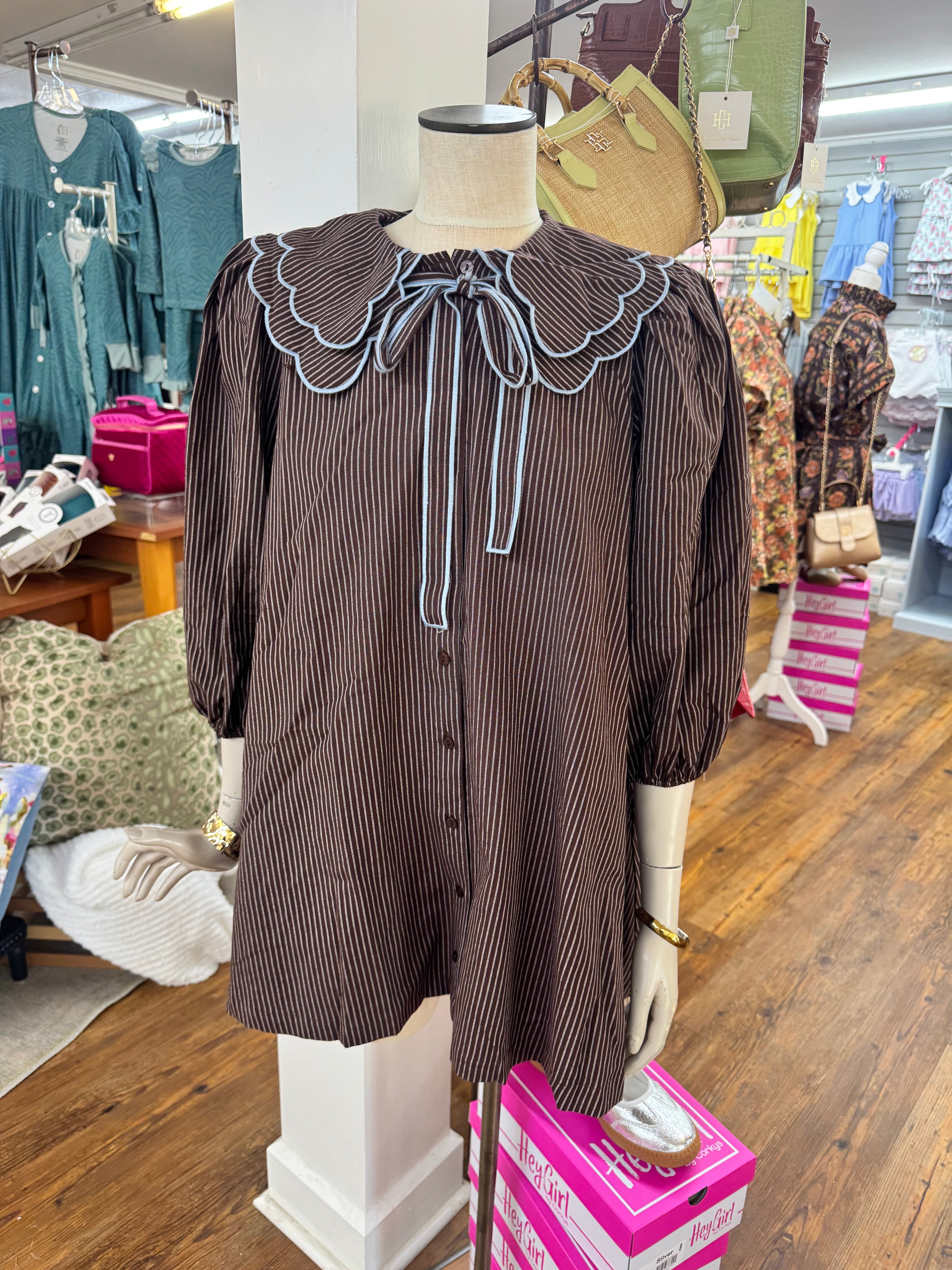 Brown pin stripe dress!
